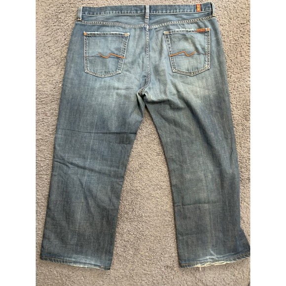 7 For All Mankind Men's Relaxed Blue Stretch Denim Jeans 40 40x28 Distressed